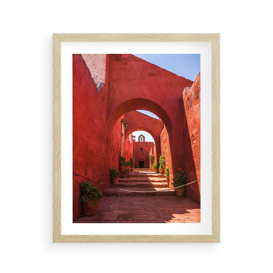 Plakat w ramie 40x50 - Perspektywa Uliczki - uliczka, perspektywa - rama drewno