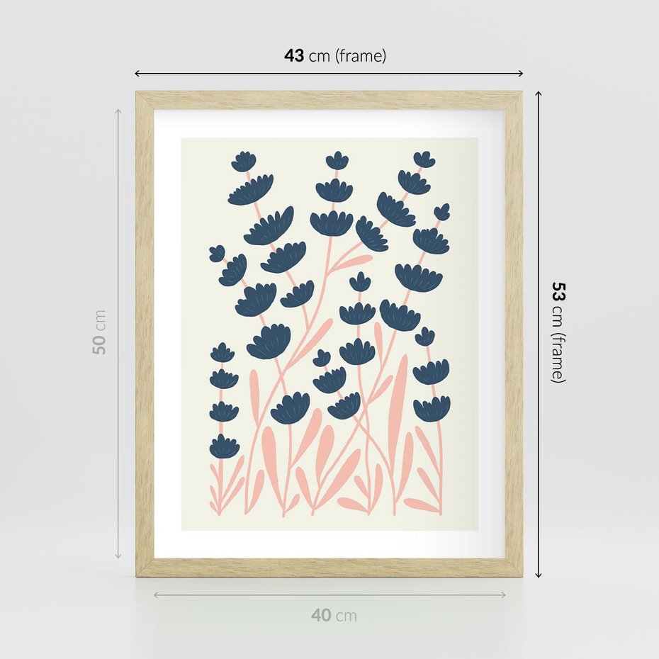 Plakat w ramie 40x50 - Migotliwe Kształty - kwiaty, rośliny - rama drewno