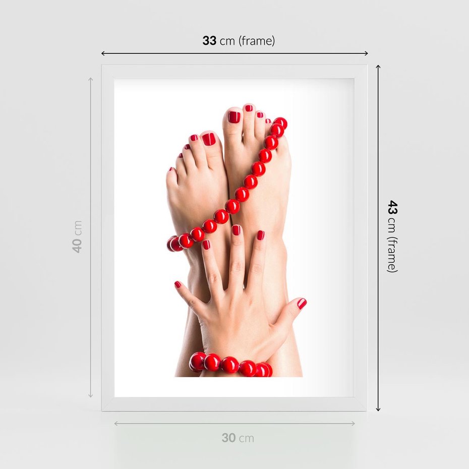 Plakat w ramie 30x40 - Manicure spa: piękno i relaks - manicure, spa - rama biała