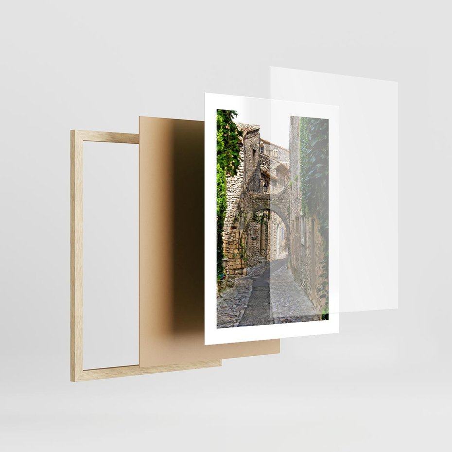 Plakat w ramie 30x40 - Urokliwa perspektywa uliczki - uliczka, perspektywa - rama drewno