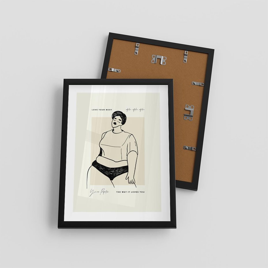 Plakat w ramie 30x40 - Elegancja Kobiecej Formy - nowoczesna sztuka kobieca, plakat - rama czarna