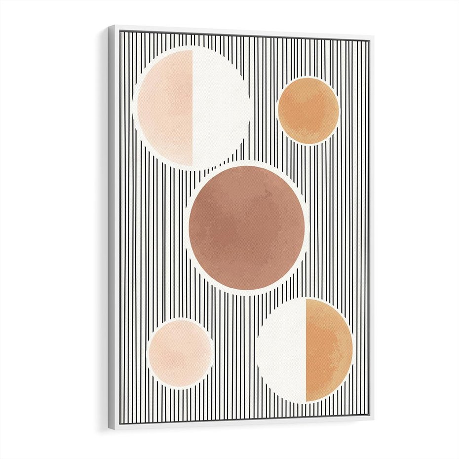 Obraz w ramie 50x70 - Rozplątane Granice - abstrakacyjna nowoczesna sztuka, koła okręgi - rama biała