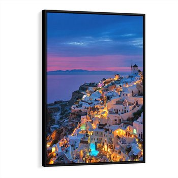 Obraz w ramie 70x100 - Wyblakłe wspomnienia gwiazd - Santorini, wieczór - rama czarna