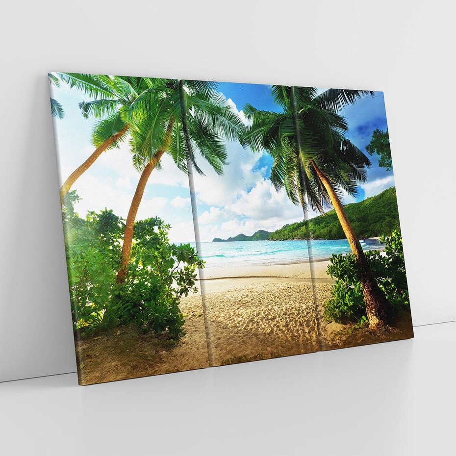 Obraz na płótnie 120x80 - Rajskie Seszele - plaża i palmy - Seszele, plaża