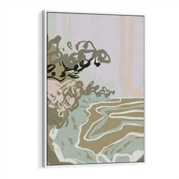 Obraz w ramie 50x70 - Wizja Przestrzeni - pastelowy krajobraz, nowoczesny plakat - rama biała