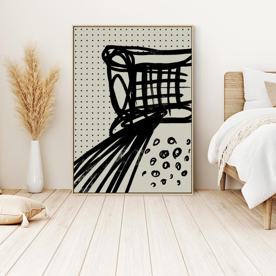 Obraz w ramie 80x120 - Złudne Kontemplacje - abstrakcyjna mroczna kompozycja, nieregularne - rama drewno