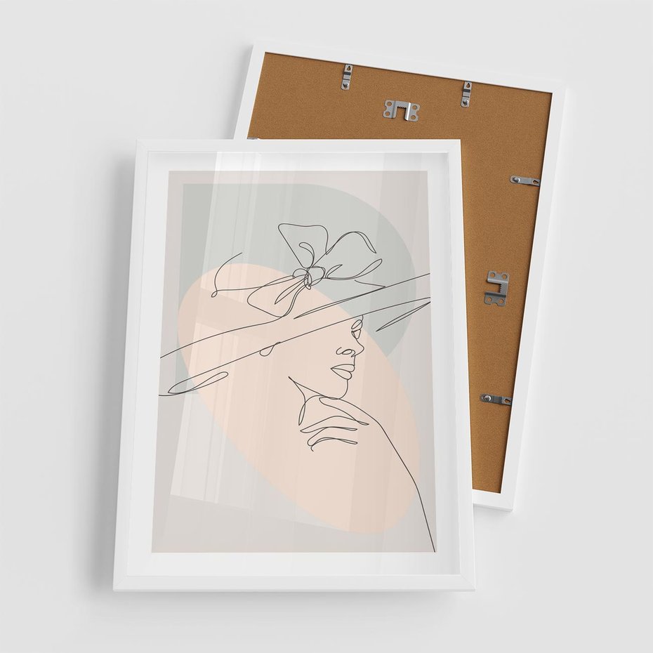 Plakat w ramie 50x70 - Twarz Kobiety w Pastelach - minimalistyczna grafika, pastelowe tłó - rama biała