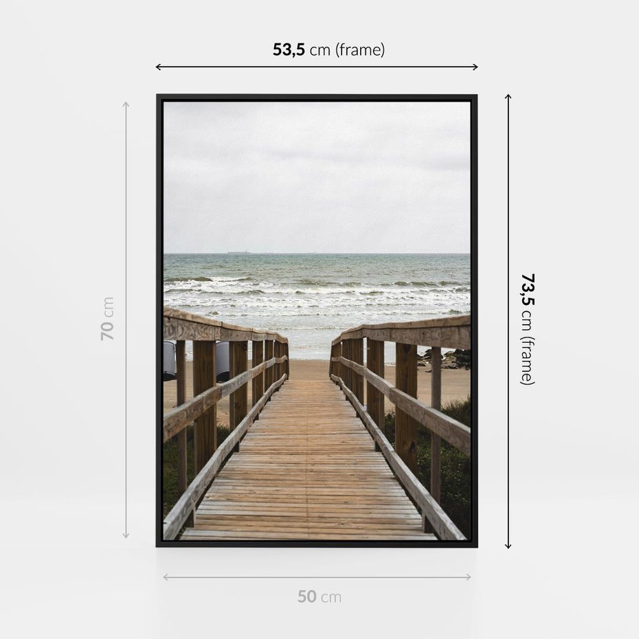 Obraz w ramie 50x70 - Morze i drewniany pomost - morze, pomost - rama czarna