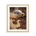Plakat w ramie 40x50 - Kawowa filiżanka pełna aromatu - kawa, filiżanka - rama drewno