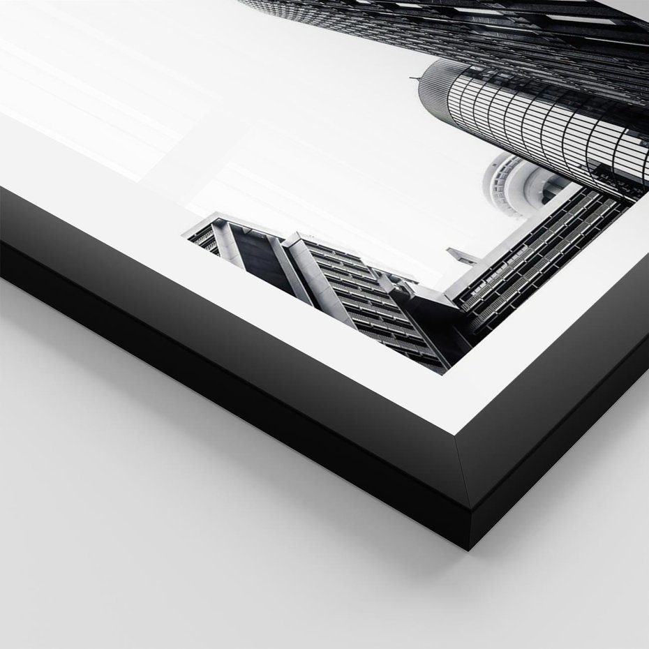 Plakat w ramie 30x40 - Monochromatyczna Sceneria Wieżowców - architektura, wieżowce - rama czarna