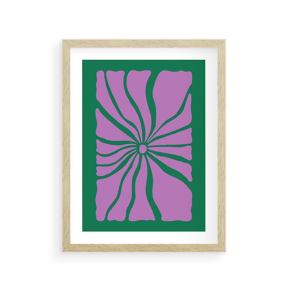 Plakat w ramie 30x40 - Bezczasowe Impresje - abstrakcyjny plakat, boho styl - rama drewno