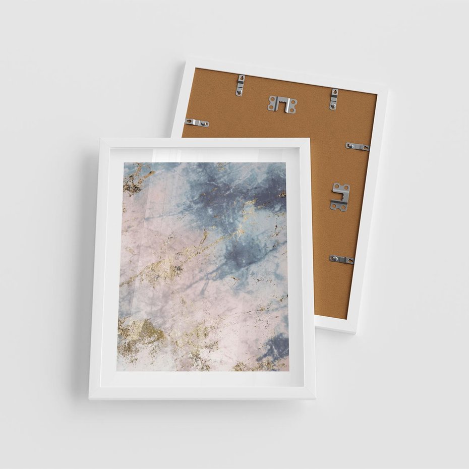 Plakat w ramie 40x50 - Luksusowa Dekoracja - marmur, złoto - rama biała