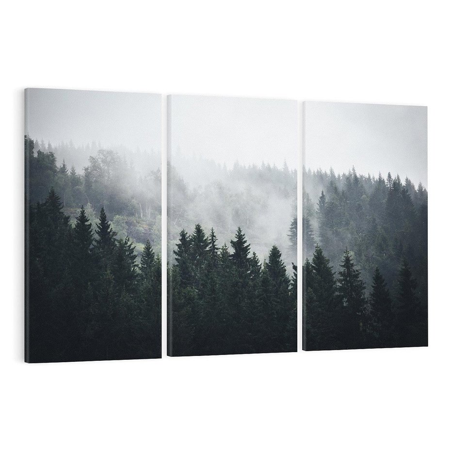 Obraz na płótnie 120x80 - Las w górach: mistyczna mgła - las, góry