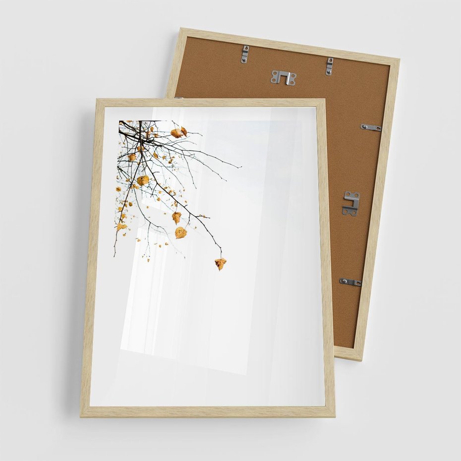 Plakat w ramie 50x70 - Złota Jesień - drzewo, żółte liście - rama drewno