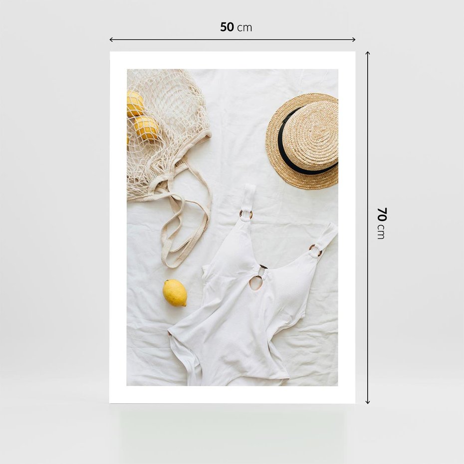 Plakat bez ramy 50x70 - Moda na Wakacje: Cytrynowy Urok - kompozycja letnia, fashion