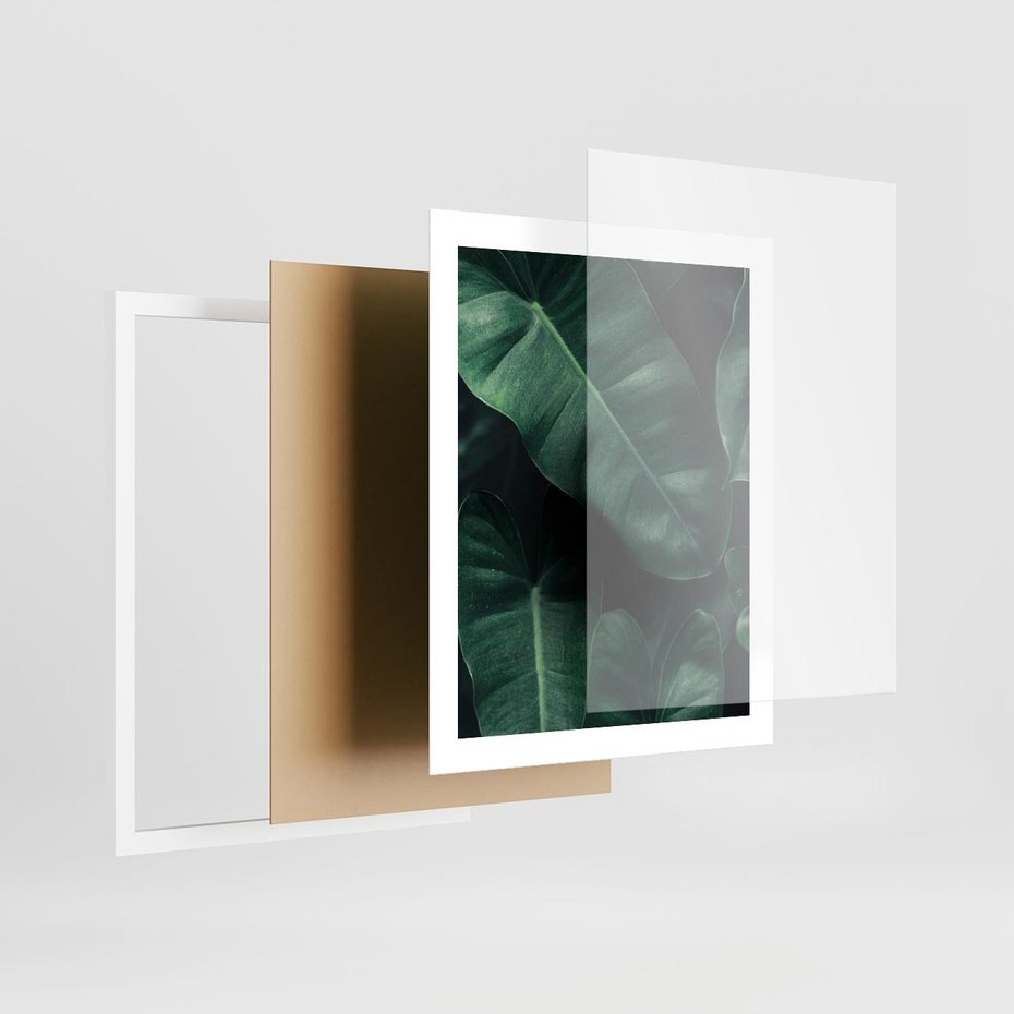 Plakat w ramie 40x50 - Liście Bananowca - minimalizm, zielone liście bananowca - rama biała