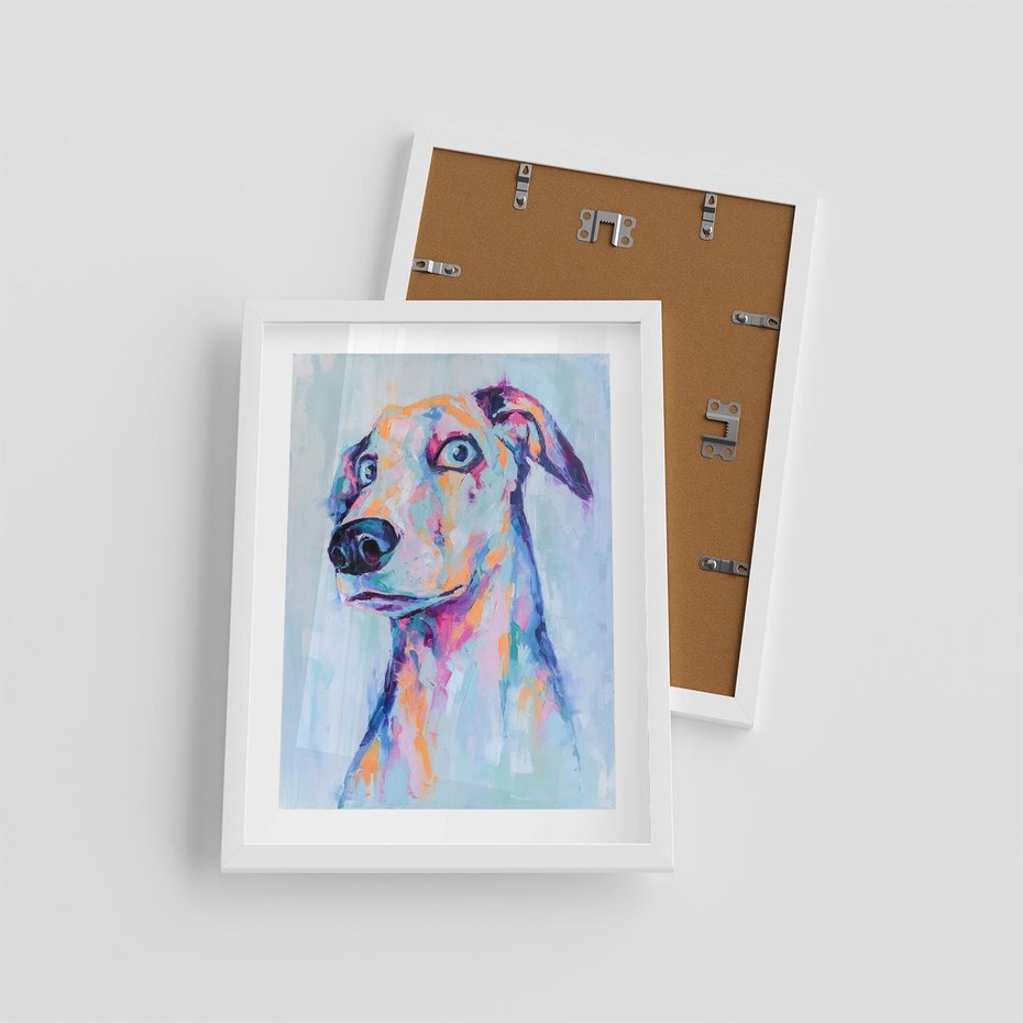 Plakat w ramie 30x40 - Cześć! Jak się Masz? - obraz olejny, zabawna sztuka - rama biała