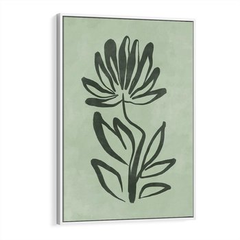 Obraz w ramie 80x120 - Zieleń Wyjątkowego Ukojenia - zielona abstrakcja, zgaszona zieleń - rama biała