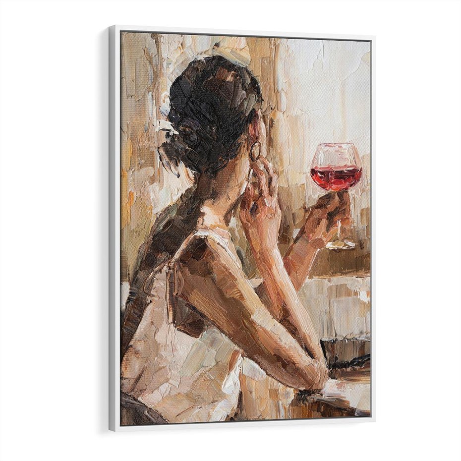 Obraz w ramie 80x120 - Wibracje - portret, kobieta - rama biała