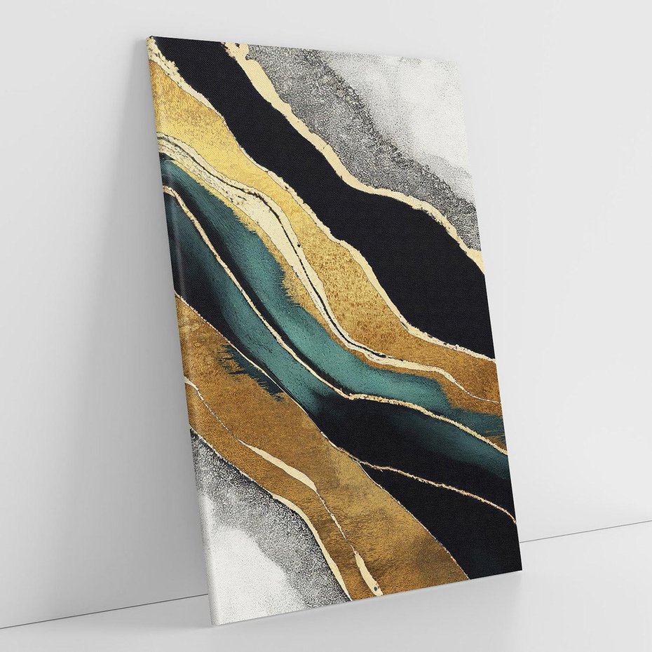 Obraz na płótnie 80x120 - Refrakcje płynącej rzeczywistości - jak marmurowa rzeka, linie złota