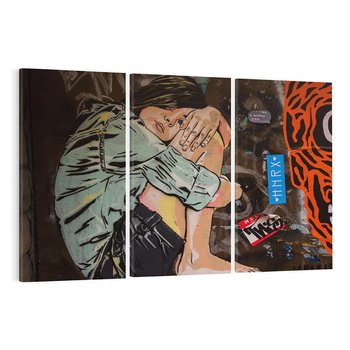 Obraz na płótnie 120x80 - Kobieta wśród graffiti - kobieta, graffiti