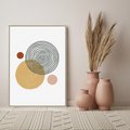 Obraz w ramie 80x120 - Wewnętrzne Formy - koła okręgi, abstrakcyjna nowoczesna sztuka - rama drewno