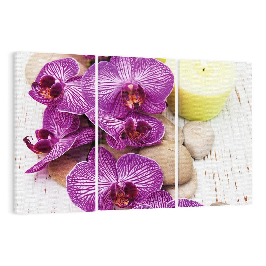 Obraz na płótnie 120x80 - Relaksujące spa w otoczeniu orchidei - spa, świece