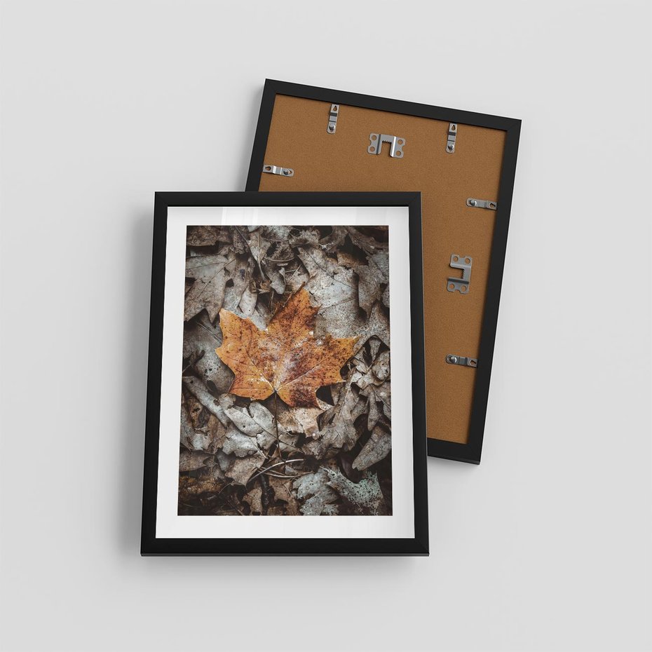Plakat w ramie 30x40 - Jesienne Czarowanie - suchy liść, żółty - rama czarna