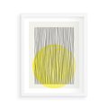 Plakat w ramie 40x50 - Ciepłe Przenikanie - geometria, żółte koło - rama biała