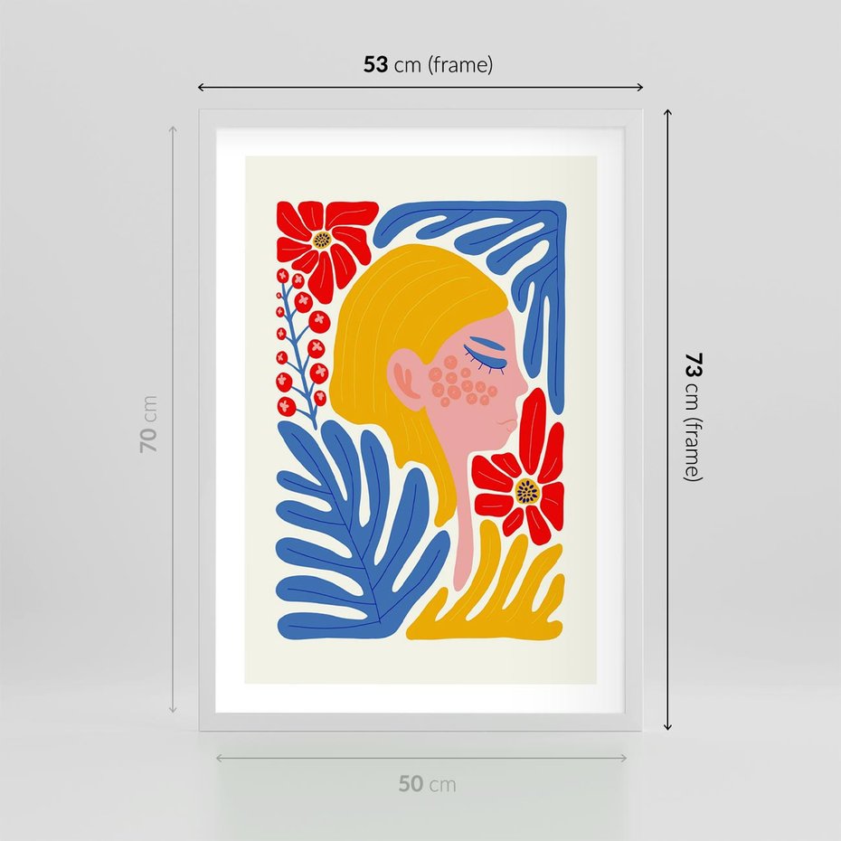 Plakat w ramie 50x70 - Kolorowe Rytmy - kobieca sztuka, abstrakcja - rama biała