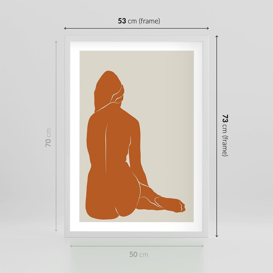 Plakat w ramie 50x70 - Kobieca Sylwetka w Stylu Modernistycznym - modernistyczny pakat, kobieca sylwetka - rama biała