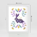Plakat w ramie 40x50 - Boho Wiatr - boho plakat, królik - rama biała