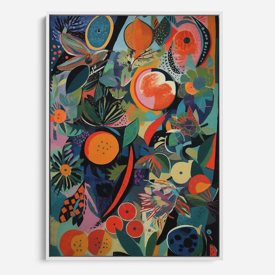 Obraz w ramie 70x100 - Echa Nietuzinkowych Wzorców - abstrakcyjny obraz olejny, jak picasso - rama biała