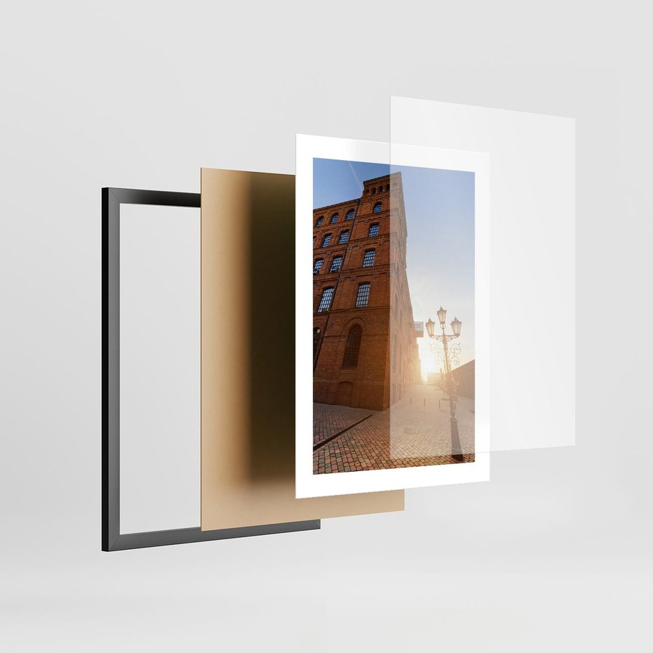 Plakat w ramie 30x40 - Perspektywa uliczki - uliczka, perspektywa - rama czarna