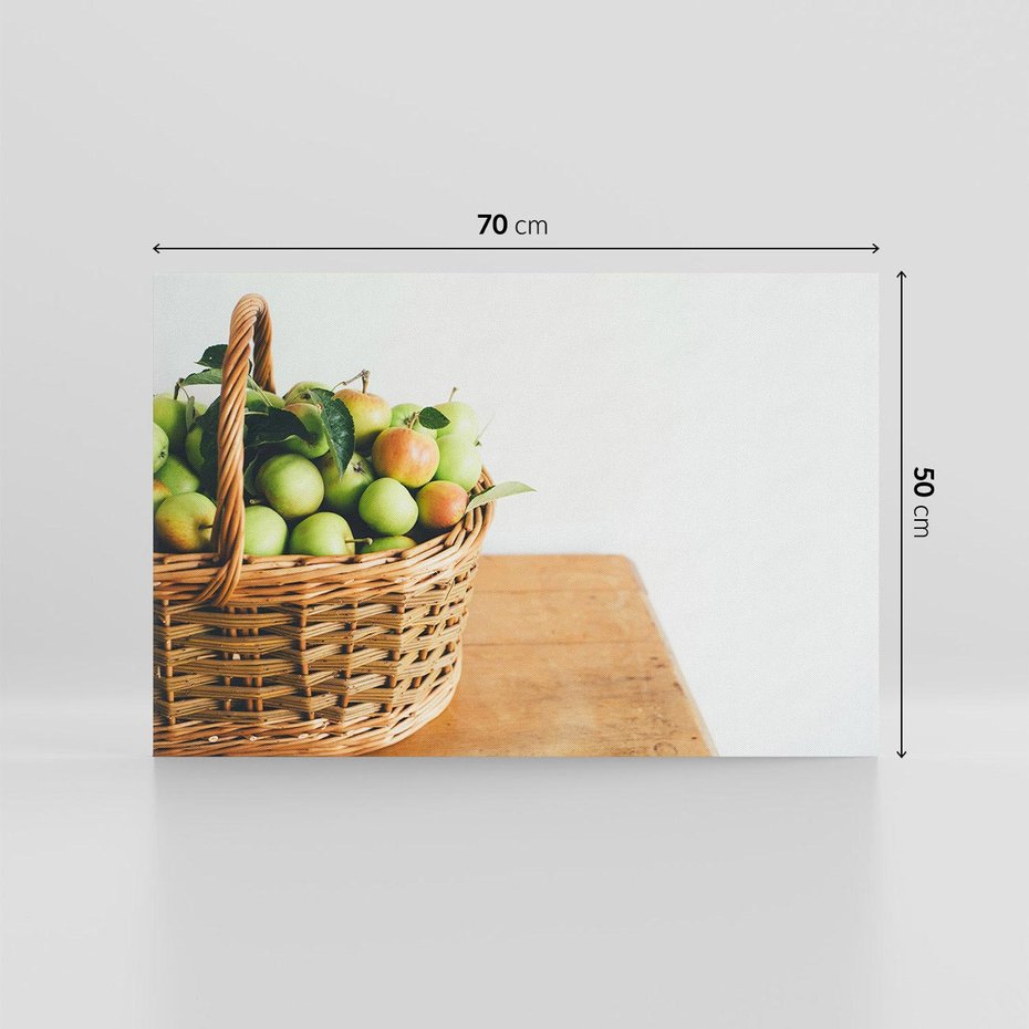 Obraz na płótnie 70x50 - Koszyk Jabłek - Świeżo Zbierane - koszyk, jabłka