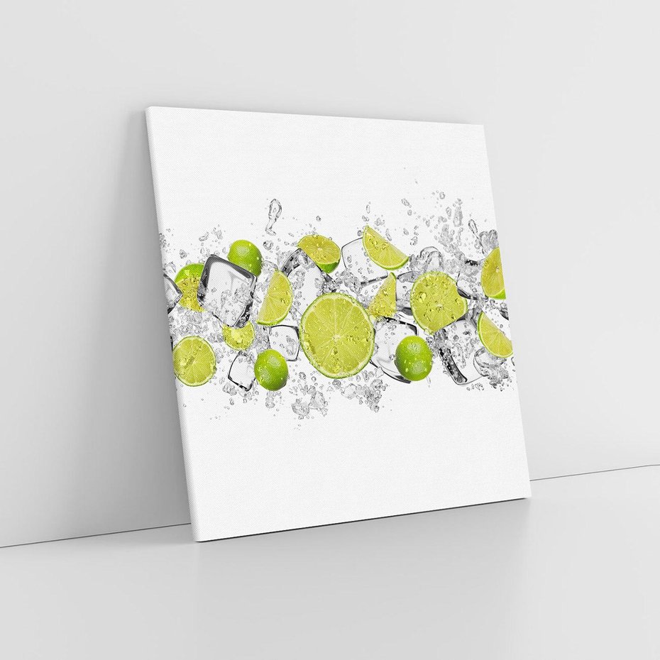 Obraz na płótnie 40x40 - Rześkość i smak - limonki, lód