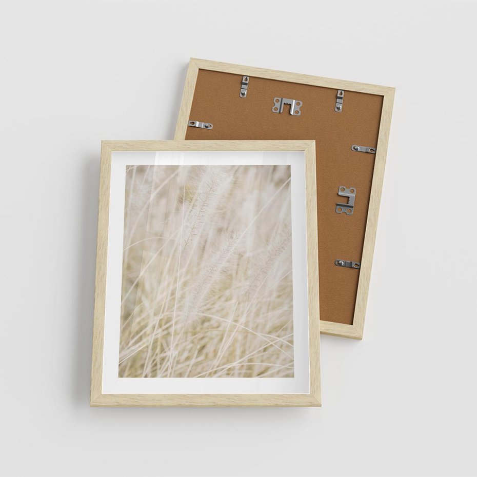 Plakat w ramie 40x50 - Białe Trawy Pampas - suche trawy, białe trawy - rama drewno