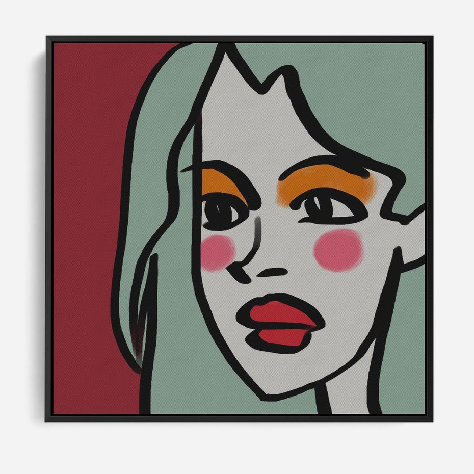 Obraz w ramie 50x50 - Ekspresja Linii - nowoczesny plakat, mocna linie - rama czarna