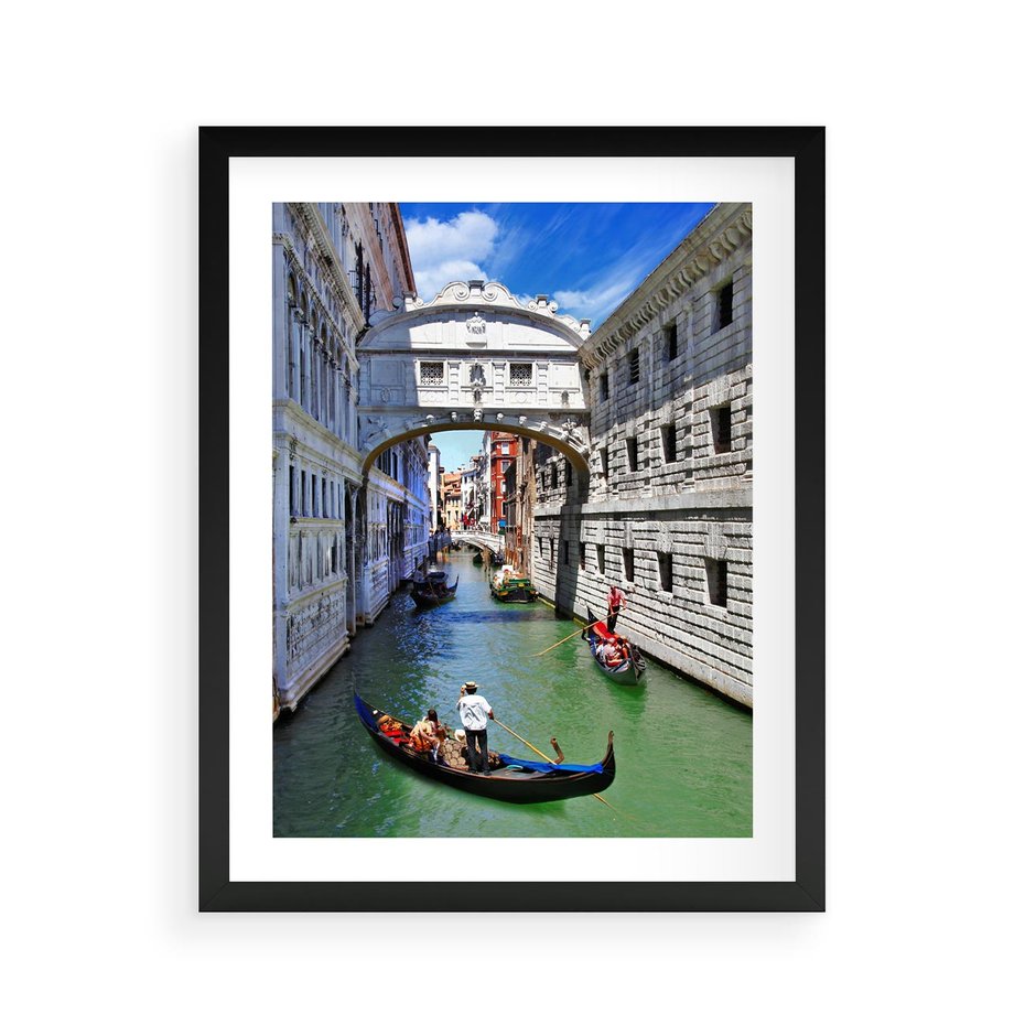 Plakat w ramie 40x50 - Romantyczna gondola w Wenecji - Wenecja, gondola - rama czarna