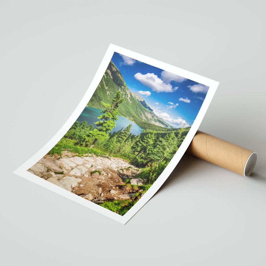 Plakat bez ramy 50x70 - Jezioro górskie: harmonia natury - jezioro, góry