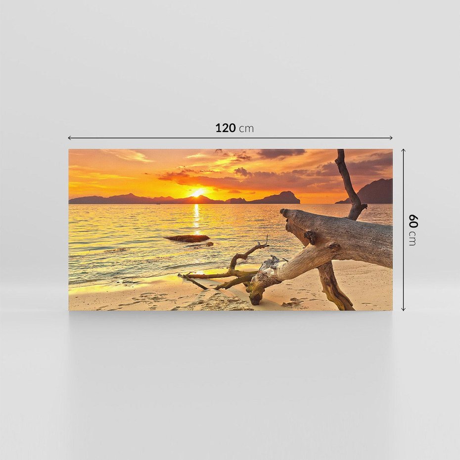 Obraz na płótnie 120x60 - Magia zachodu słońca nad morzem - plaża, morze