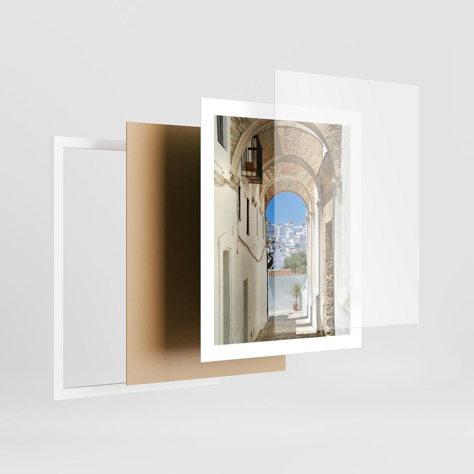 Plakat w ramie 40x50 - Romantyczna Przeprawa - romantyczna, uliczka - rama biała