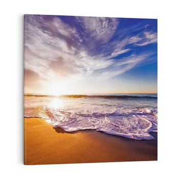 Obraz na płótnie 50x50 - Fale nad morzem - morze, plaża
