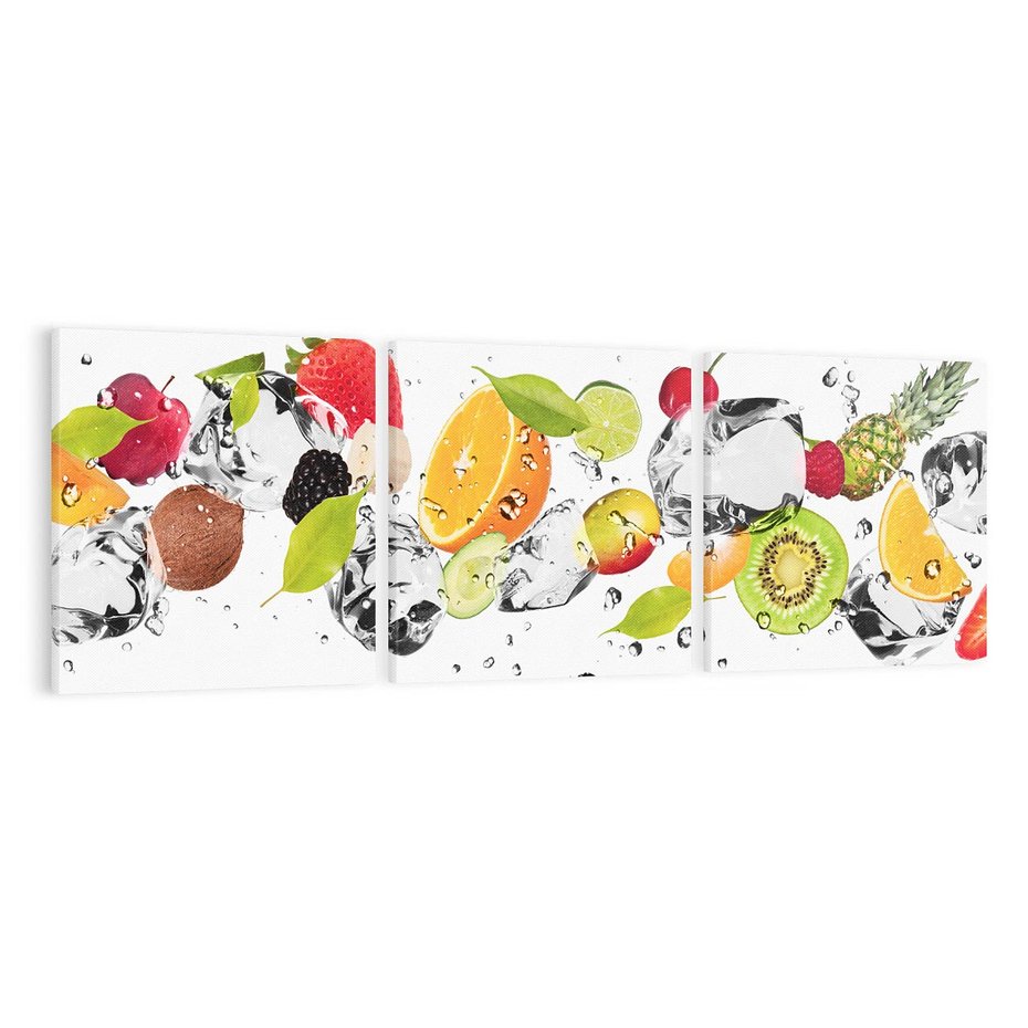 Obraz na płótnie 120x40 - Świeżość letnich owoców - woda, owoce