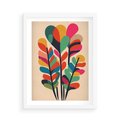 Plakat w ramie 50x70 - Symfonia Wzrokowych Impresji - abstrakcyjny kolorowy tęczowy obraz, inspiracje roślinne - rama biała
