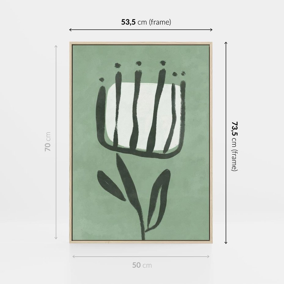 Obraz w ramie 50x70 - Objęcia Zieleni - zielona abstrakcja, zgaszona zieleń - rama drewno