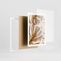 Plakat w ramie 50x70 - Złote Akcenty w Fotografii - złotel liście monstery, na białym tle - rama biała