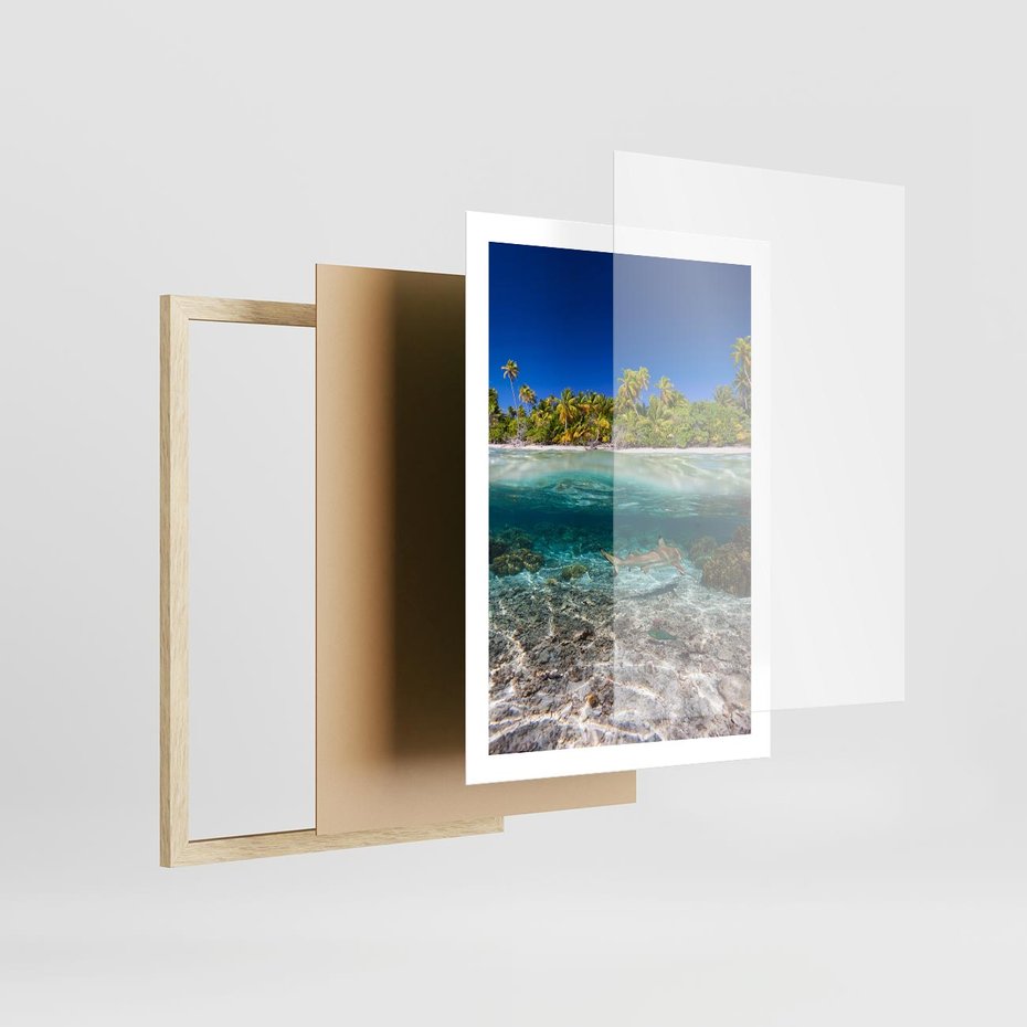 Plakat w ramie 50x70 - Tropikalne Morze i Kolorowa Rafa - tropikalne, morze - rama drewno