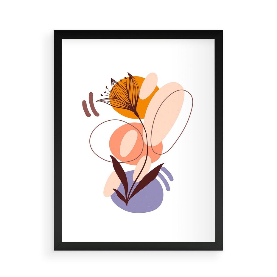 Plakat w ramie 50x70 - Kwiatowa Impresja - abstrakcyjna sztuka, plamy - rama czarna