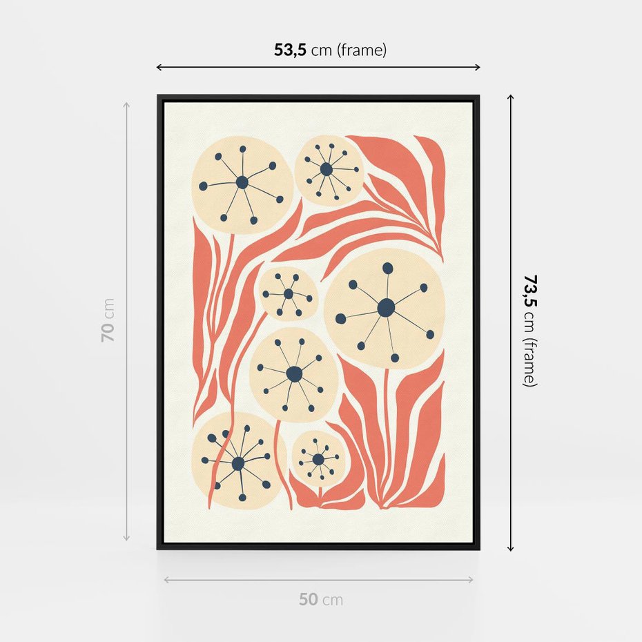 Obraz w ramie 50x70 - Impresje Harmonii - abstrakcyjne kwiaty, rośliny - rama czarna